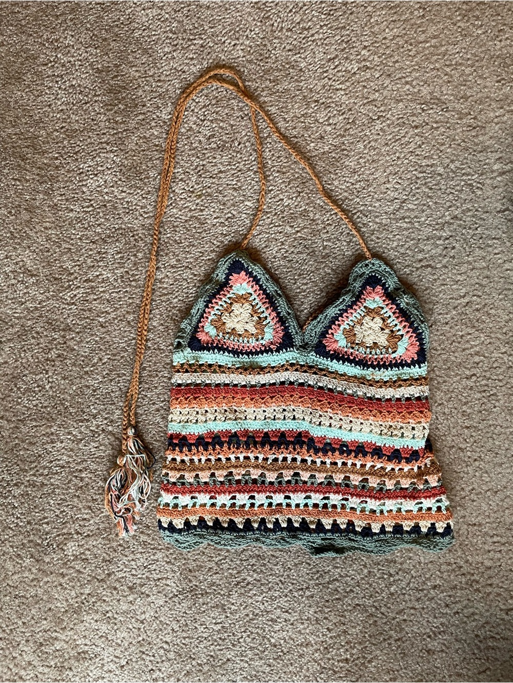 Handmade Multicolor Crochet Tank Bag